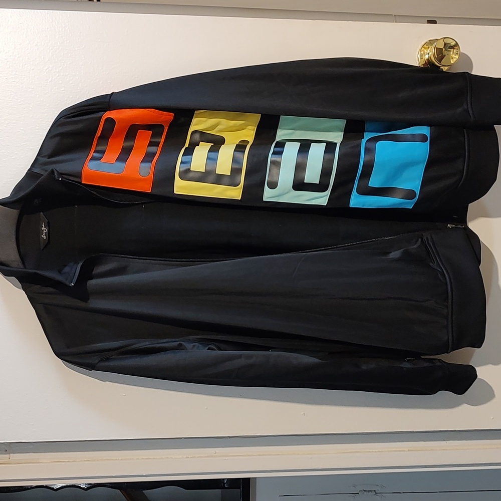 Men's Sean John Fleece Lined Black Colorful Jacket Size Extra Large